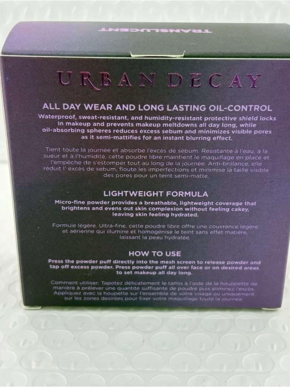 Urban Decay Translucent Setting Powder Box in Purple and Pink Accents